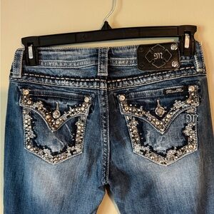 Gorgeous Miss Me Signature Boot Jeans with Metal Embellished Pockets 34” Inseam